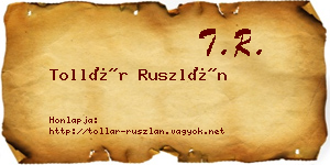 Tollár Ruszlán névjegykártya